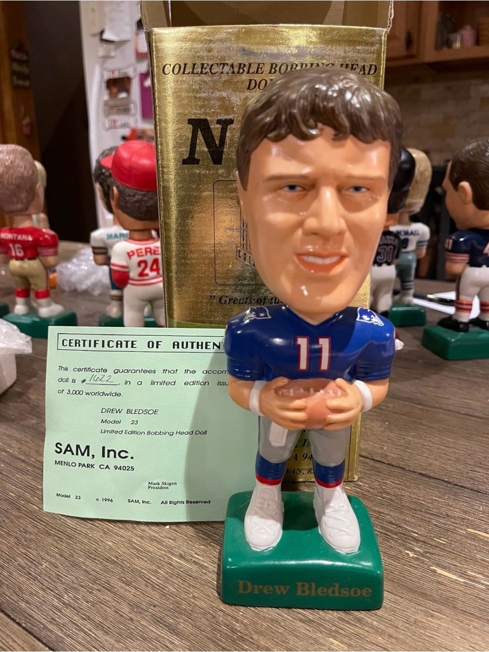 Drew Bledsoe Bobblehead Sam’s Limited Edition #1,622/3,000 w COA